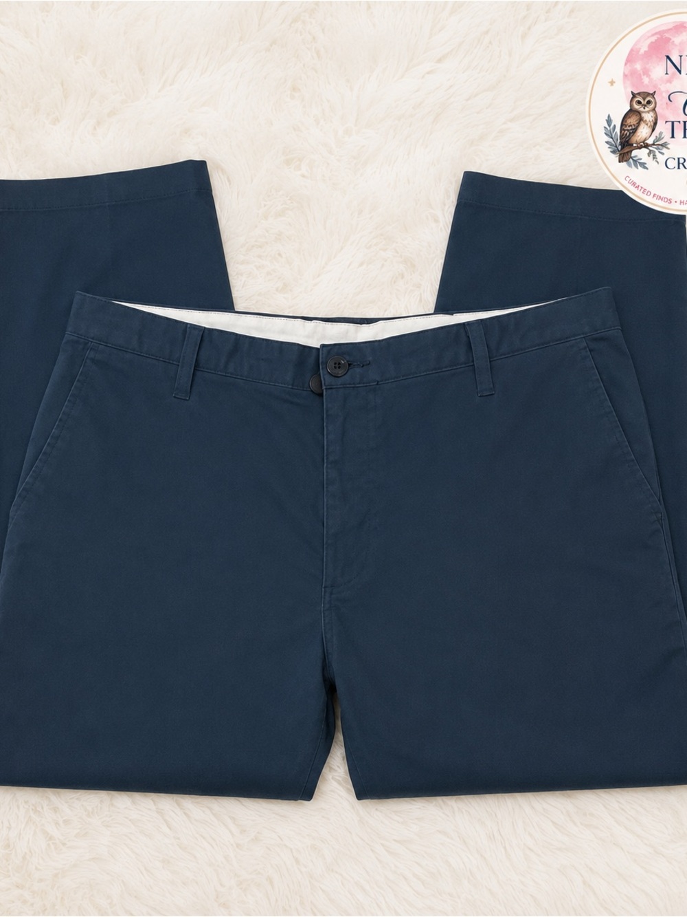 Dockers Men's Dark Navy Flat-Front Chinos ~ Size 38 Business Casual ~ Preppy